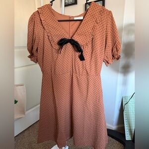 Blu Pepper Terracotta Polka Dot Mini Dress